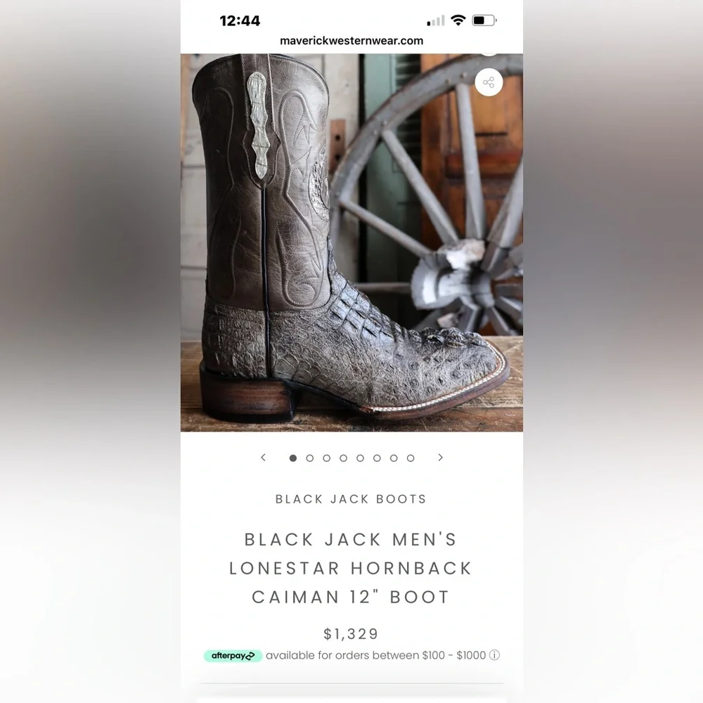 Jack Black  Men's Brown Horn Back Caiman Western Boots NWT - Picture 7 of 7